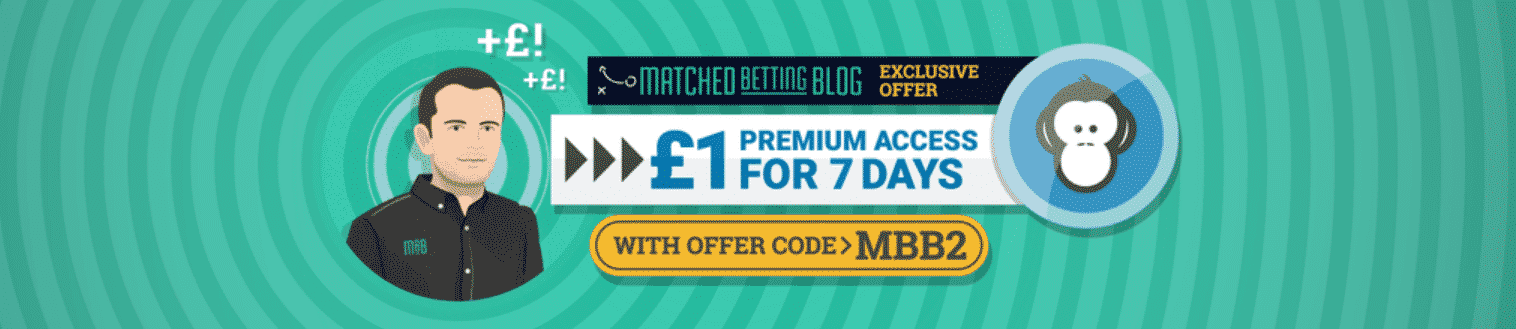 Banner showing the £1 OddsMonkey Premium access offer