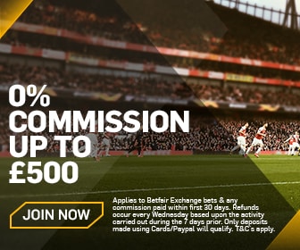 Banner showing the zero commission sign up offer from Betfair