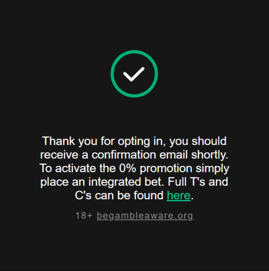 Smarkets 0% commission opt-in confirmation