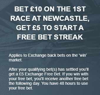 Banner showing the Betfair Exchange 'Bet & Get' offer on Newcastle