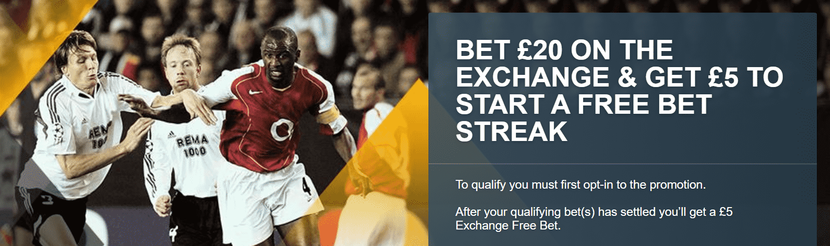 Banner showing the Betfair Exchange free bet offer