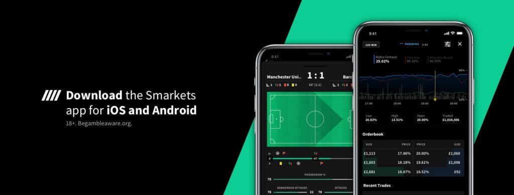 Banner showing the Smarkets apps for iOS and Android.
