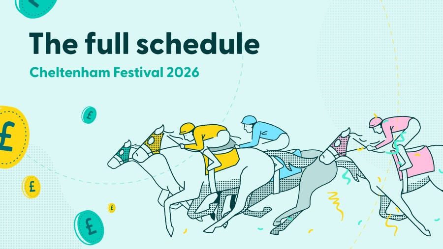 A banner showing the full schedule for the Cheltenham Festival 2026.